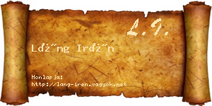Láng Irén névjegykártya